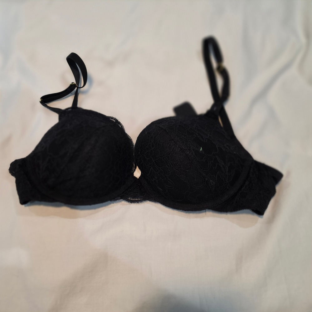 Joyspun Lace Push Up Bra Womens 38B Black Excellent JS670 Floral Padded